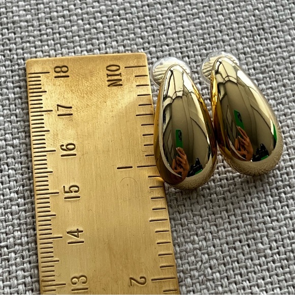 Gold Drop Clip On Earrings - Picture 5 of 6